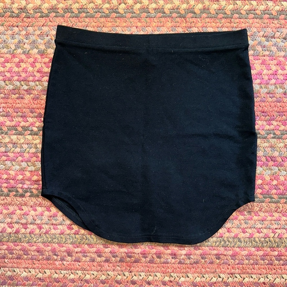 Black Basic Stretch Round Hem Mini Skirt - image 1